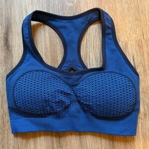 NWOT Women’s Gymshark Blue and Black Sports Bra Medium Support